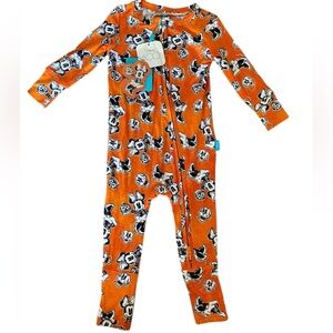Posh Peanut Disney Kids Zipper Convertible One Piece Orange Mickey Mouse 6-9 mo